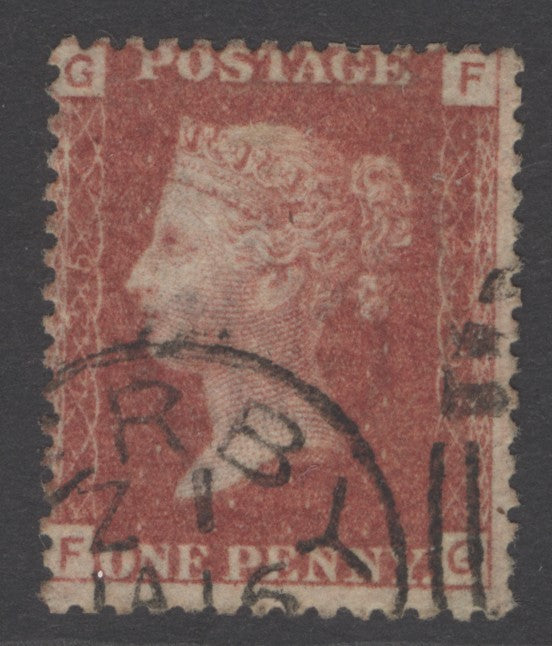 SG 43 1d rose-red plate 225. Very fine used with a Derby CDS & small part numeral. Both plate numbers clear