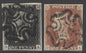 SG 3/7 1d matched pair plate 10 lettered GA. Very fine used, full margin examples