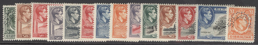 SG 121-131 Gibraltar 1938-51. ½d-£1 set of 14 ‘perf’ specimen. Fresh mounted mint...