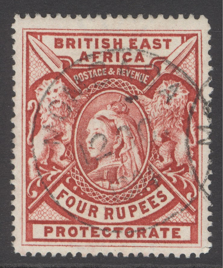 SG 95 BEA 1887-1903. 4r carmine. Very fine used with a Mombasa CDS. Nice deep colour & well centred CAT £650