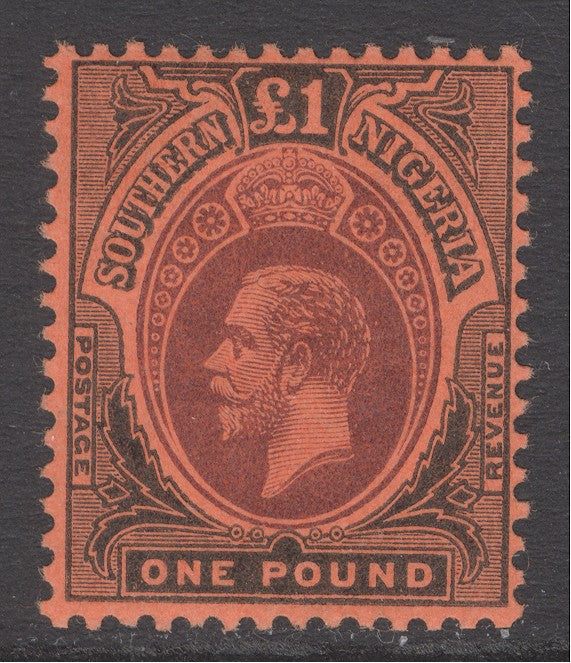 SG 56 Southern Nigeria 1912. £1 purple & black/red. Fine unmounted mint