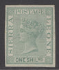 Sierra Leone 1872. 1/- green plate proof. A fine fresh example with 4 fine margins