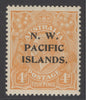 SG 104a Australia 1919. 4d orange-yellow, perf 14 with variety line through ‘four pence’. Very lightly mounted mint. Rare CAT £950. Peter Holcombe cert