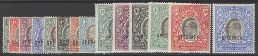SG 1s-14s East Africa & Uganda protectorate 1903. ½a-10r set of 14, overprinted specimen...