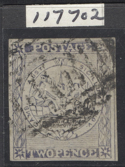 SG 29 New South Wales 1950. 2d ultramarine. Fine used. 4 margins. RPS cert