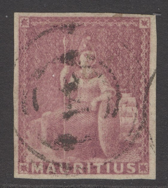 SG 29 Mauritius 1858-62 (9d) dull magenta. Very fine used. 4 good to large margins CAT £225