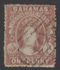 SG 4 Bahamas 1861. 1d lake, rough perf 14-16. Very fine used CAT £325