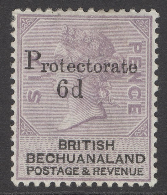 SG 45 Bechuanaland 1888. 6d on 6d lilac. A fine fresh very lightly mounted mint example CAT £140