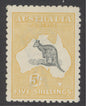 SG 30 Australia 1915. 5/- grey & yellow, watermark crown/ a type 5, perf 12, die 2. Very lightly mounted mint, good deep colour CAT £1000. BPA cert
