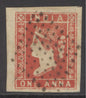 SG 11 India 1854. 1a deep red. Very fine used. 4 large/huge margins CAT £150