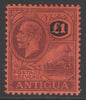 SG 61 Antigua 1918. £1 purple & black on red. A fine unmounted mint example CAT £275.