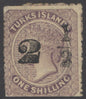 SG 37 Turks Islands 1881. 2½d on 1/- lilac. A fine mounted mint example CAT £1200. Peter Holcome cert