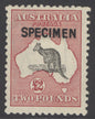 SG 45s Australia 1915-27. £2 black & rose, overprinted specimen. Lightly mounted mint