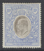 SG 14a EA&U 1903-04. 10/- grey & ultramarine, chalky paper. A fine fresh mounted mint example CAT £650