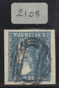 SG 43a Mauritius 1859. 2d blue. Very fine used. 4 large margins CAT £950. 1979 BPA cert (when SG 33a)