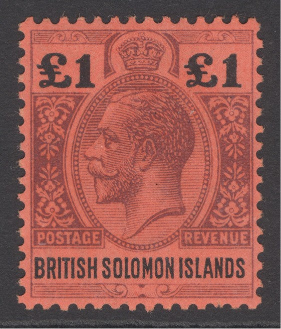 SG 38 BSI 1914-23. £1 purple & black/red. A fine fresh mounted mint example CAT £250