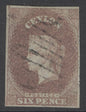 SG 1 Ceylon 1857. 6d purple-brown. Very fine used, good margins just touched at top left CAT £450