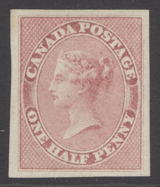 SG 17 Colony of Canada 1852-57. ½d deep rose. A fine fresh mint example without gum. 4 large margins CAT £1100