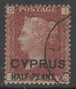 SG 9 Cyprus 1d red plate 215. Very fine used with a part Larnaca CDS CAT £75