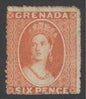 SG 9 Grenada 1863-71. 6d vermilion. Fresh mint without gum CAT £750