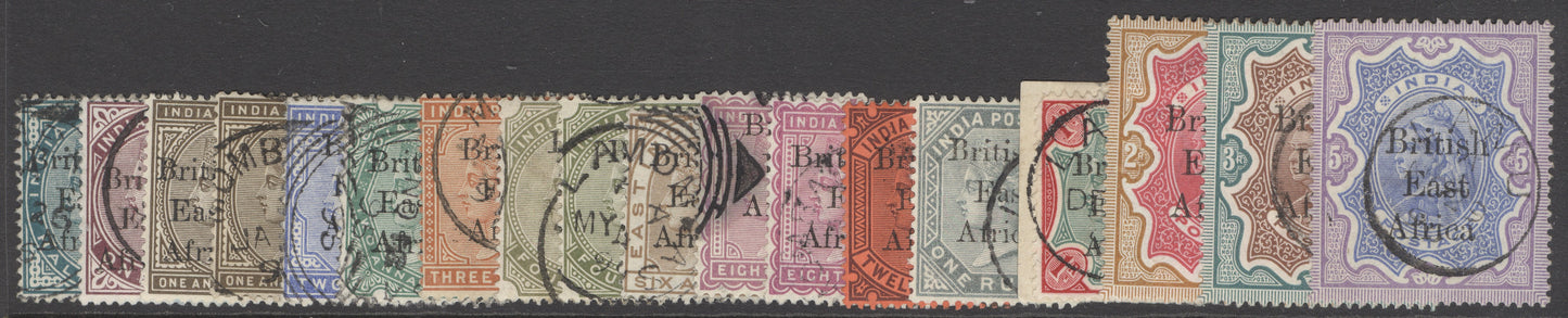 SG 49-63 BEA 1895-96. ½a-5r + extras. Fine to very fine used CAT £1100+