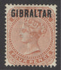 SG 5 Gibraltar 1886. 4d orange-brown. Lightly mounted mint CAT £190