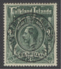 SG 80 Falklands 1921-28. 3/-  slate-green. Superb used with  an upright Port Stanley 7th Nov  1923 CDS. Fine deep colour  & well centred CAT £170