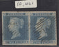 SG 15aa 2d ‘violet-blue’ pair on thicker, lavender tinted paper lettered TB-TC. Very fine used. 4 fine/huge margins.  Philatelic GB expert certificate