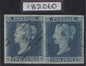 SG 14 1841 2d deep blue plate 4 pair lettered GE-GF. Very fine used, full margins large to huge. RPS cert