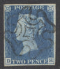 SG 6 1840 2d pale blue plate 1 lettered DH. Very fine used with a full crisply struck black Maltese cross. 4 good margins