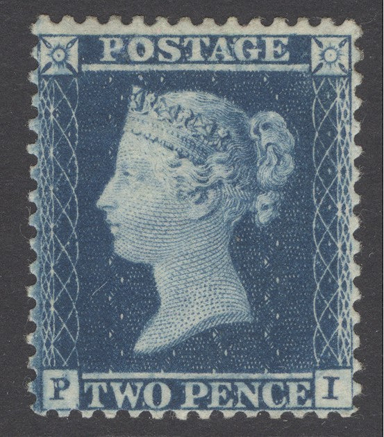 SG 35 2d blue plate 6 lettered PI. A fine fresh lightly mounted mint example with good deep colour & well centred CAT £2250