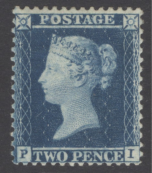 SG 35 2d blue plate 6 lettered PI. A fine fresh lightly mounted mint example with good deep colour & well centred CAT £2250