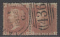 SG 21 1d red-brown pair plate 6 lettered NH-NI. Very fine used with a Lancaster CDS, Sept 1865 & ‘426’ numeral