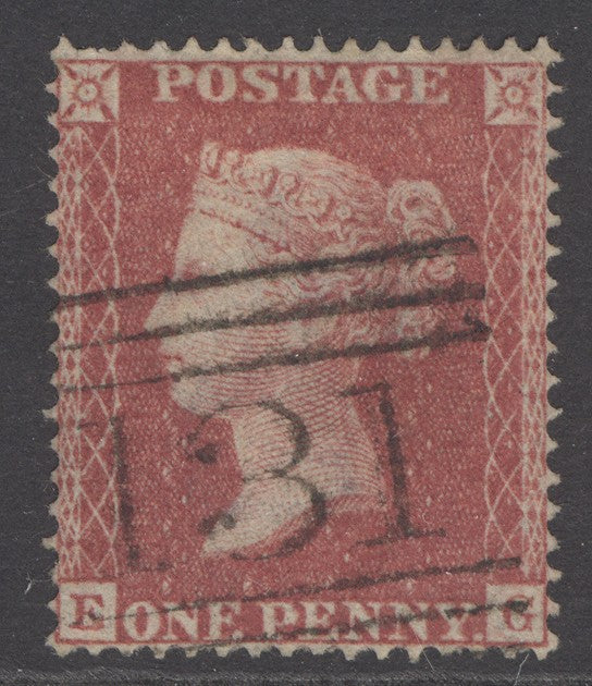 SG 36 1d rose-red plate 146. Very fine used ‘131’ Edinburgh cancel