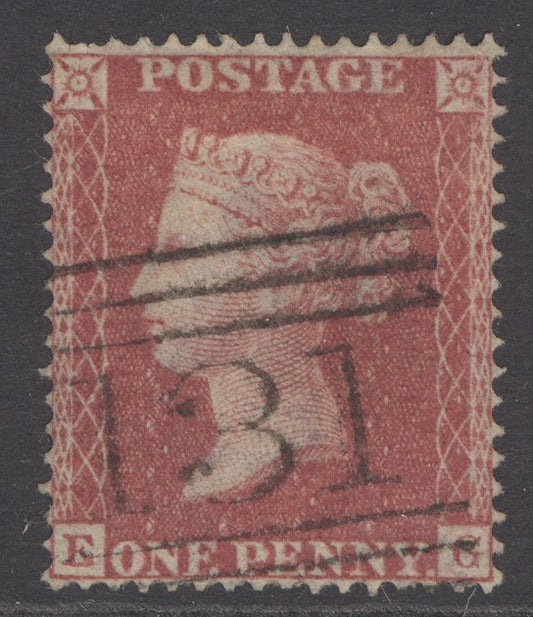 SG 36 1d rose-red plate 146. Very fine used ‘131’ Edinburgh cancel
