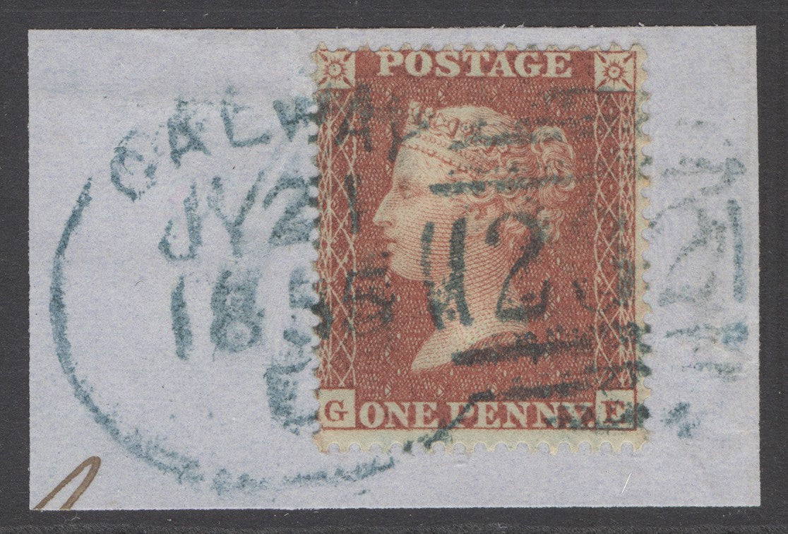 SG 24 1d red-brown. Very fine used on small piece cancelled with a blue Galway spoon postmark, July 21st 1885