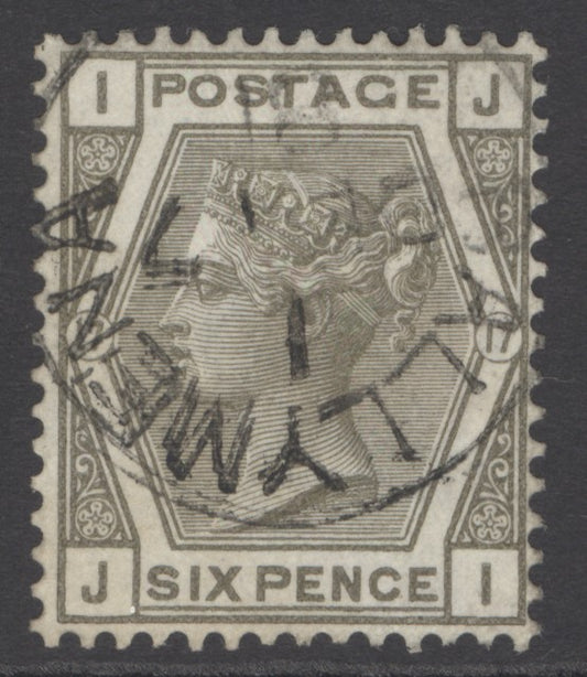 SG 161 6d grey plate 17. Very fine used with a Ballymena CDS