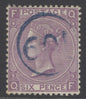 SG 109 6d mauve plate 9. Very fine used with a blue telegraphic CDS