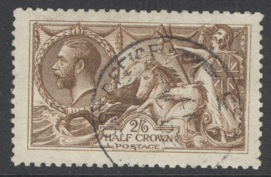 SG 405 2/6 deep yellow-brown. Very fine used CDS example, leaving Kings profile clear. Well centred & good colour CAT £250
