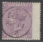 SG 109 6d mauve plate 9. Very fine used with a Derby, April 11th 1872 CDS