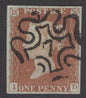 SG 8m 1d red-brown lettered ID. Very fine used with a number ‘7’ in Maltese cross. 4 fine margins CAT £160