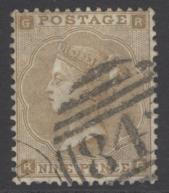 SG 86 9d bistre. Very fine used part numeral, leaves Queens profile clear. Good colour & well centred CAT £400