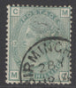 SG 150 1/- green plate 13. Very fine used with a Birmingham CDS