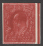 Edward VII 1d plate proof printed in bright scarlet on thin white paper, variety triple print. 4 margins