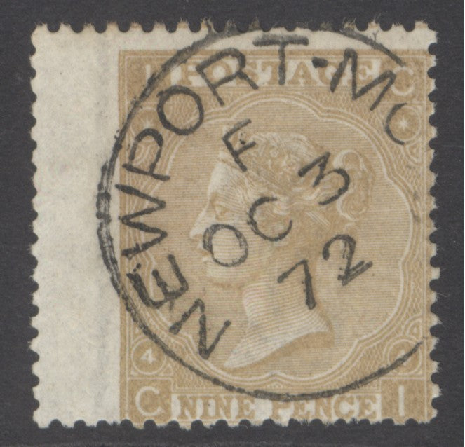 SG 110 9d straw. Very fine used with a Newport CDS, Oct 3rd 1872