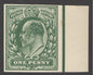 (SG 219) Edward VII 1d plate proof in deep green on white paper, marginal example