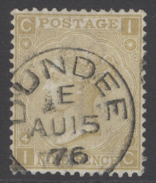 SG 110 9d straw. Very fine used with an upright Dundee, Aug 15th 1876 CDS