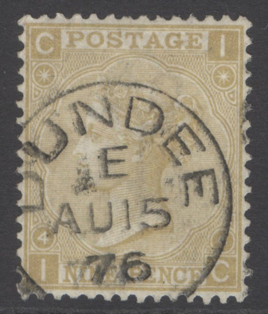 SG 110 9d straw. Very fine used with an upright Dundee, Aug 15th 1876 CDS
