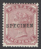 SG 168a 2d deep rose overprinted specimen. Fine unmounted mint CAT £110