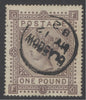 SG 129 £1 brown-lilac. Very fine used with a Glasgow CDS, May 12th 1882. Good deep colour CAT £3500